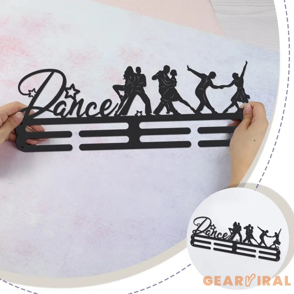 Latin Dance Medal Display Rack for Double Dance Medal Display Holder Male Iron Wall Mounted Hooks for 40+ Awards Sports