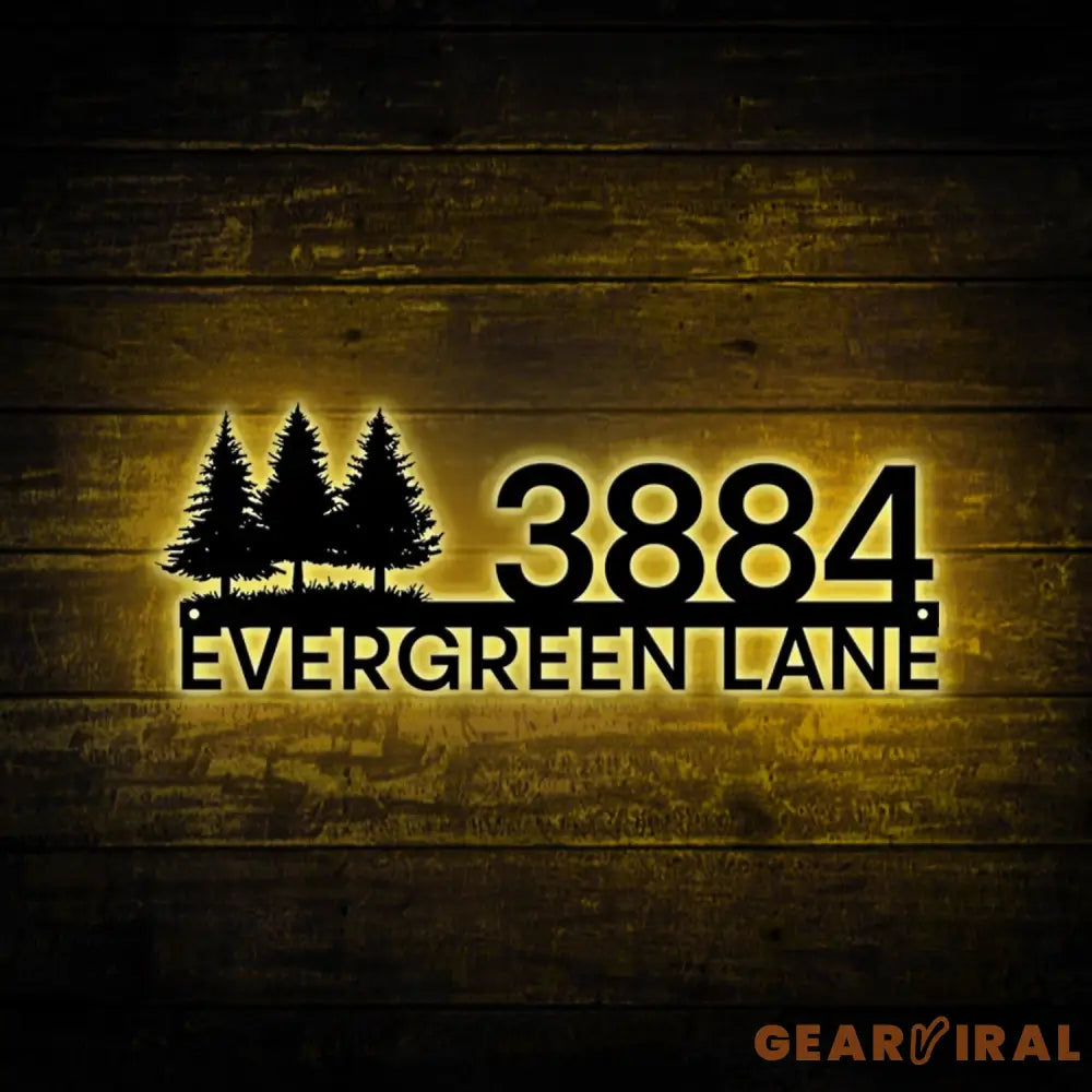 LED Address Metal Art Sign - LED Plug In Light up address plaque Sign - Metal House Numbers - Metal House Number