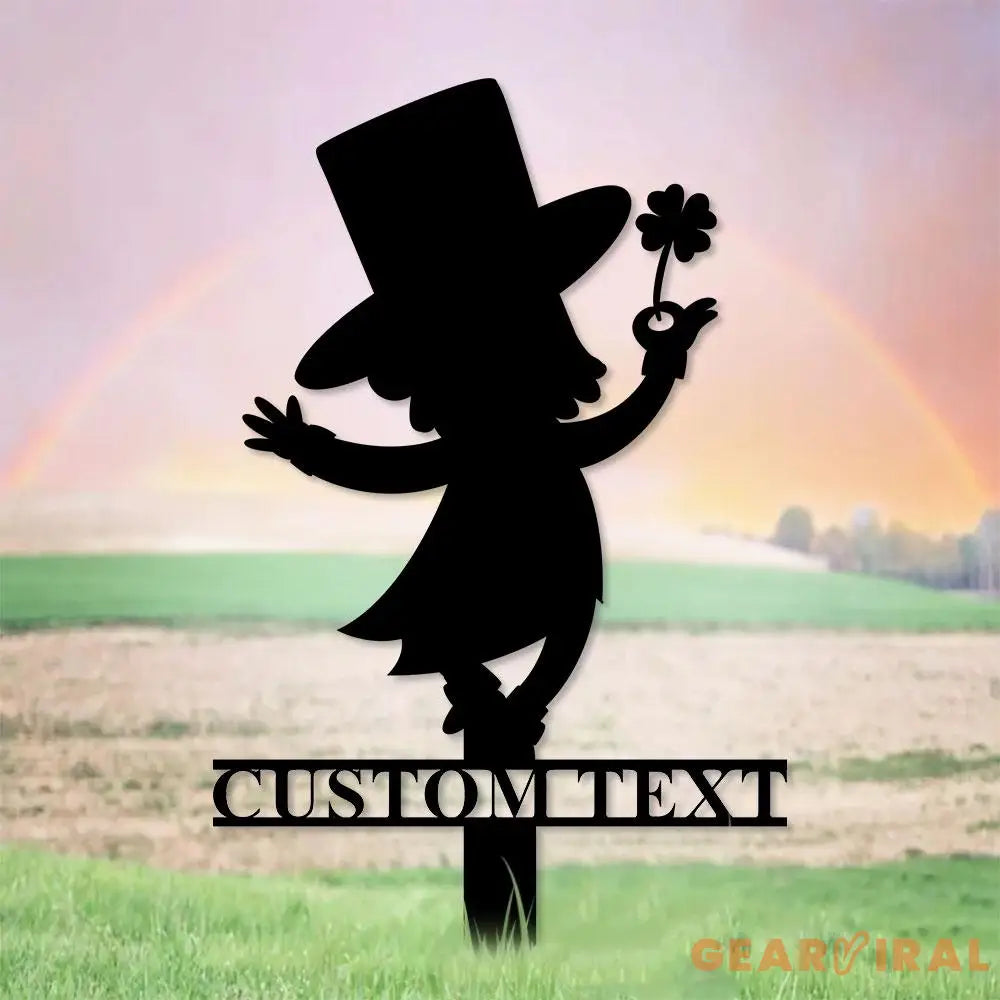 Leprachaun Gnomes House Garden Sign Gnomes Metal Stake Personalized Name Yard Sign Outdoor Door Garden Decor Metal Sign