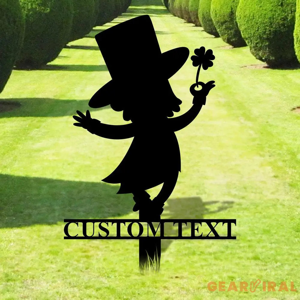 Leprachaun Gnomes House Garden Sign Gnomes Metal Stake Personalized Name Yard Sign Outdoor Door Garden Decor Metal Sign