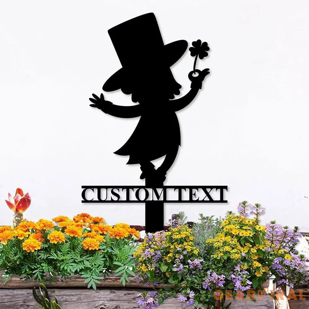 Leprachaun Gnomes House Garden Sign Gnomes Metal Stake Personalized Name Yard Sign Outdoor Door Garden Decor Metal Sign