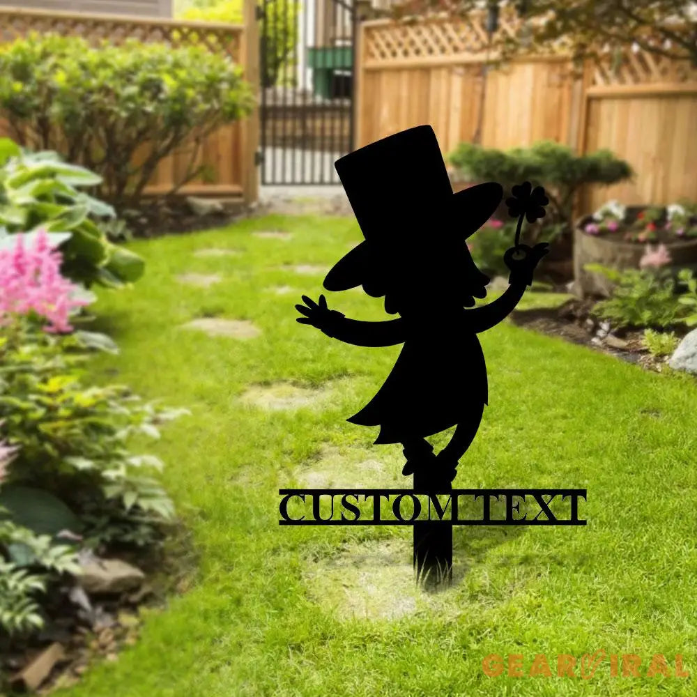 Leprachaun Gnomes House Garden Sign Gnomes Metal Stake Personalized Name Yard Sign Outdoor Door Garden Decor Metal Sign