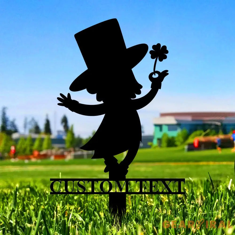 Leprachaun Gnomes House Garden Sign Gnomes Metal Stake Personalized Name Yard Sign Outdoor Door Garden Decor Metal Sign