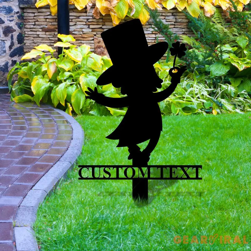 Leprachaun Gnomes House Garden Sign Gnomes Metal Stake Personalized Name Yard Sign Outdoor Door Garden Decor Metal Sign