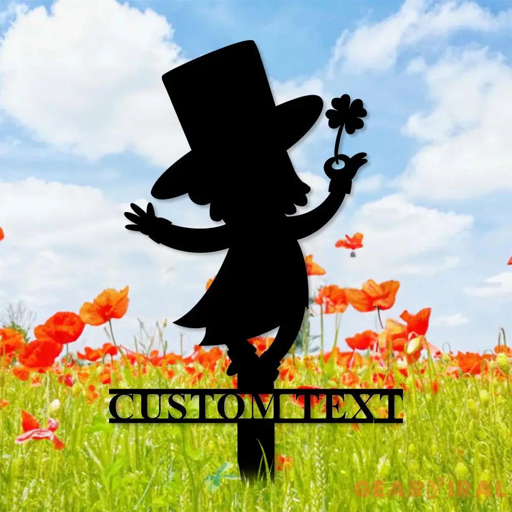 Leprachaun Gnomes House Garden Sign Gnomes Metal Stake Personalized Name Yard Sign Outdoor Door Garden Decor Metal Sign