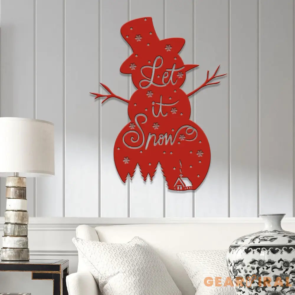 Let It Snow Christmas Metal Sign Snowman Sign Christmas Decor Christmas Decorations Holiday Decor Holiday Wall Art