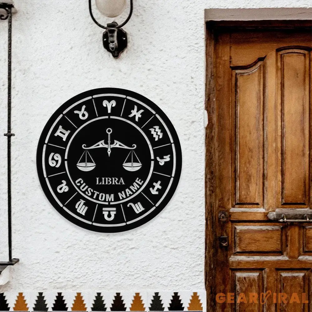 Libra Zodiac Metal Wall Art Personalized Libra Zodiac Name Sign Decoration For Room Libra Home Decor Custom Libra