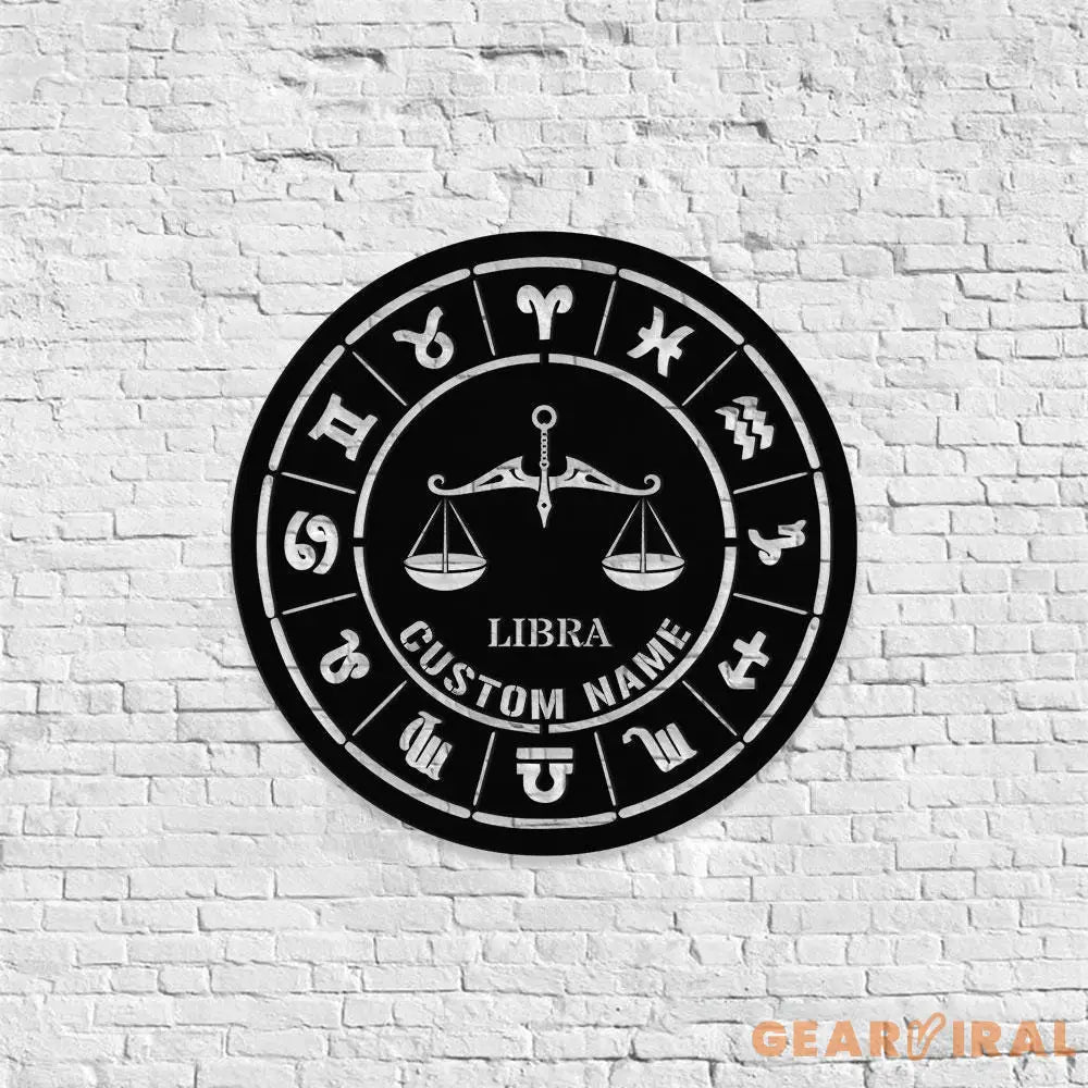 Libra Zodiac Metal Wall Art Personalized Libra Zodiac Name Sign Decoration For Room Libra Home Decor Custom Libra