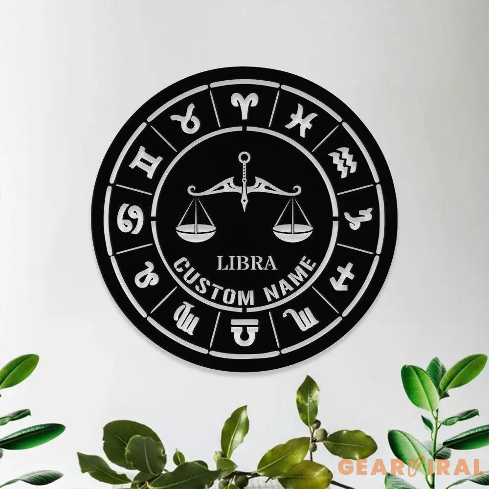 Libra Zodiac Metal Wall Art Personalized Libra Zodiac Name Sign Decoration For Room Libra Home Decor Custom Libra