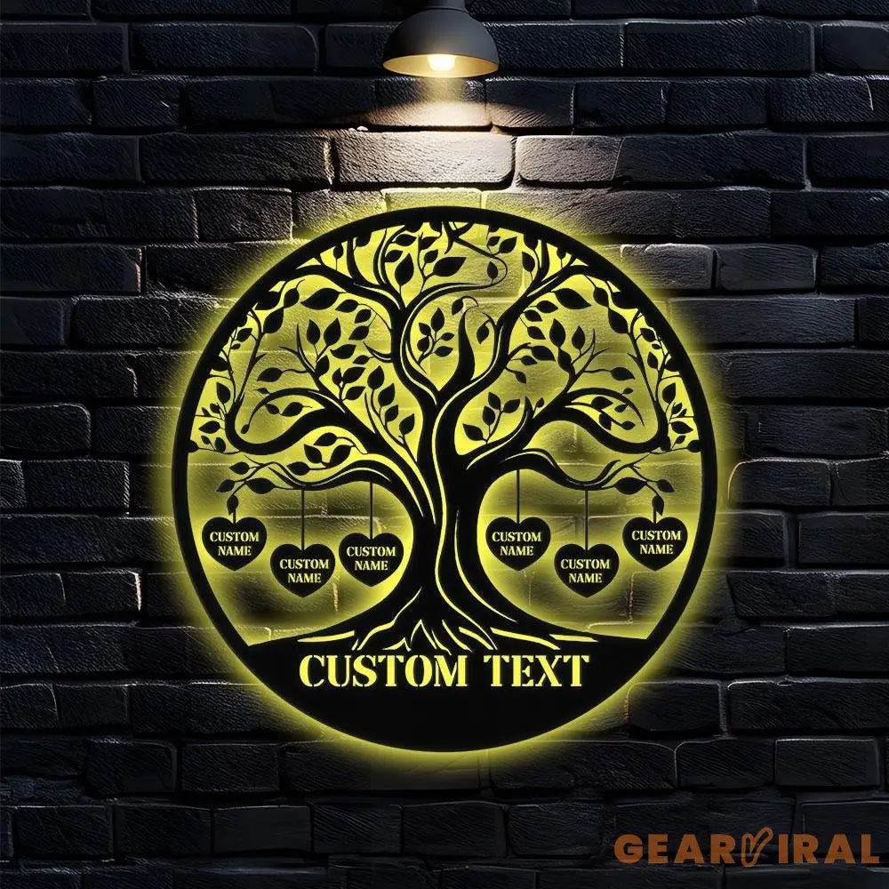 Life Tree Metal LED Sign Personalized Family Name Wall Sign Outdoor Door Garden Decor Metal Sign Housewarming