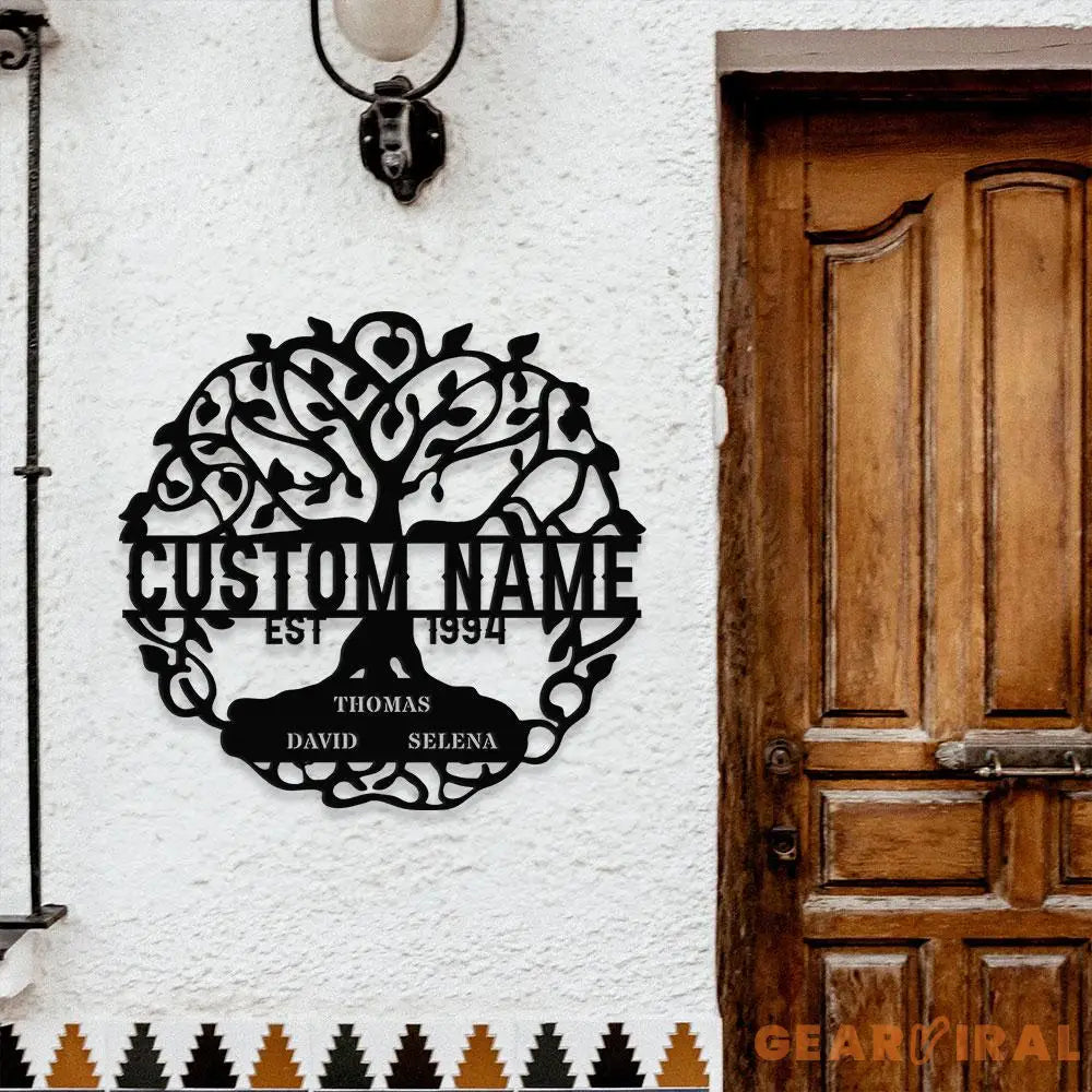 Life Tree Name Metal Sign with LED Lights Personalized Family Name Metal Sign Family Wall Decor Personalized Wall Art