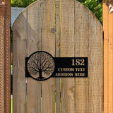 Life Tree Personalized Metal Address Led Sign - Last Name Initial Hanging -  Personalize Metal Sign - Number Address Sign - Housewarming