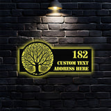 Life Tree Personalized Metal Address Led Sign - Last Name Initial Hanging -  Personalize Metal Sign - Number Address Sign - Housewarming