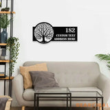 Life Tree Personalized Metal Address Led Sign - Last Name Initial Hanging - Personalize Metal Sign - Number Address