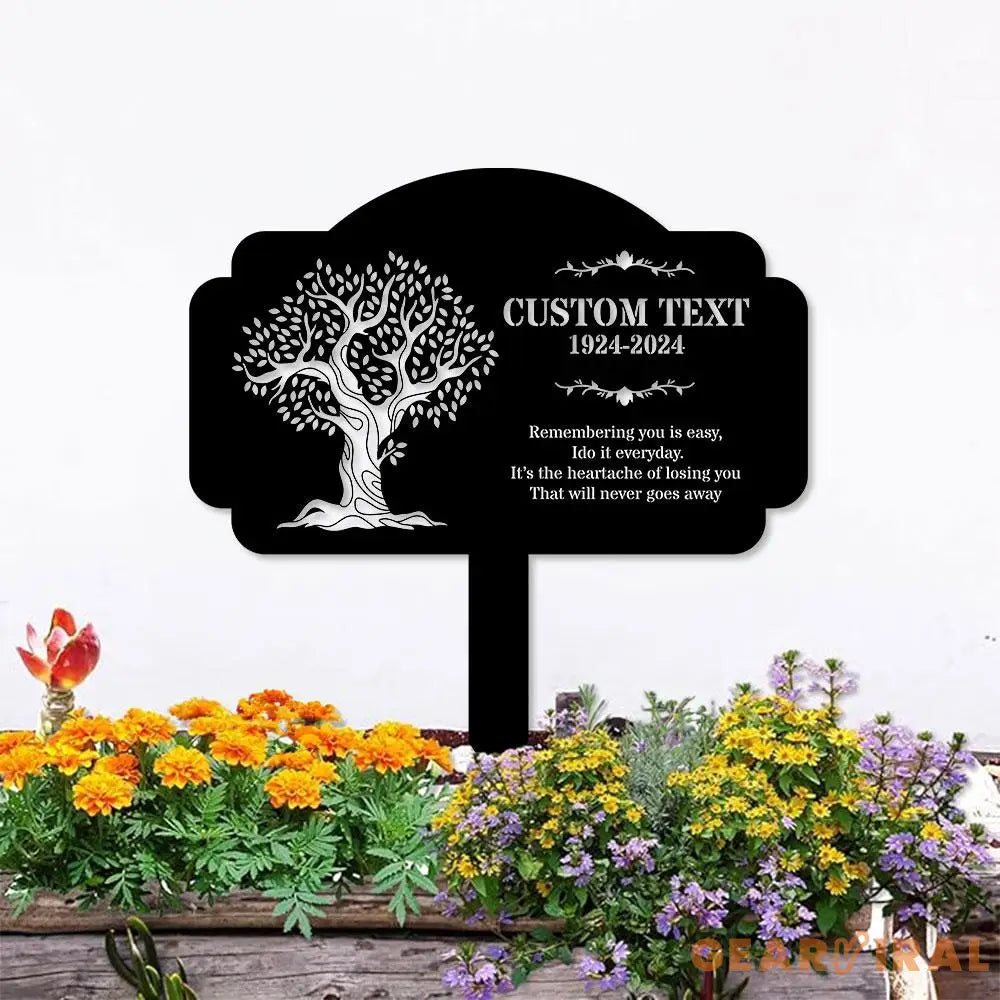 Life Tree Stake Remembering Plaque with Stake Personalized Metal Garden Marker Memorial Metal Sign Sympathy Gift Grave
