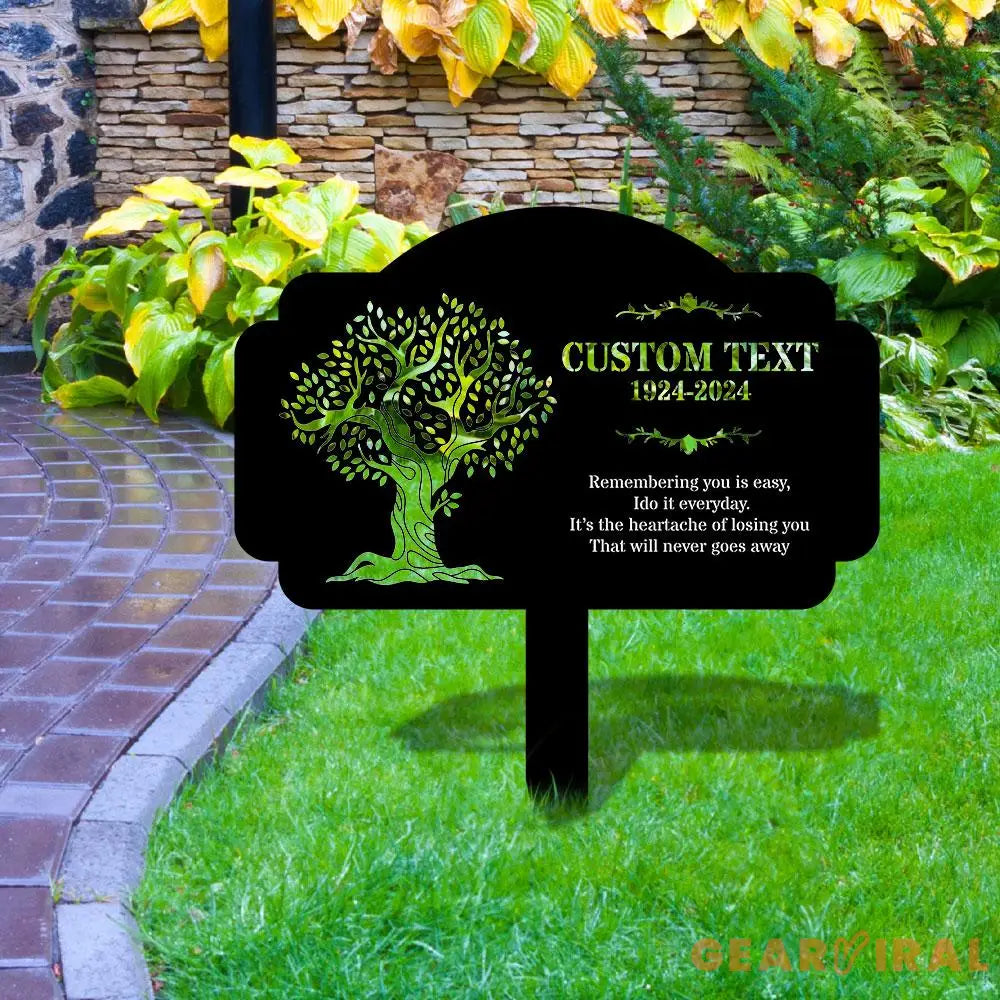 Life Tree Stake Remembering Plaque with Stake Personalized Metal Garden Marker Memorial Metal Sign Sympathy Gift Grave
