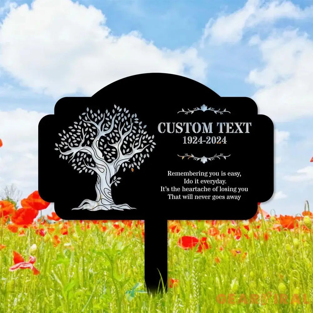 Life Tree Stake Remembering Plaque with Stake Personalized Metal Garden Marker Memorial Metal Sign Sympathy Gift Grave