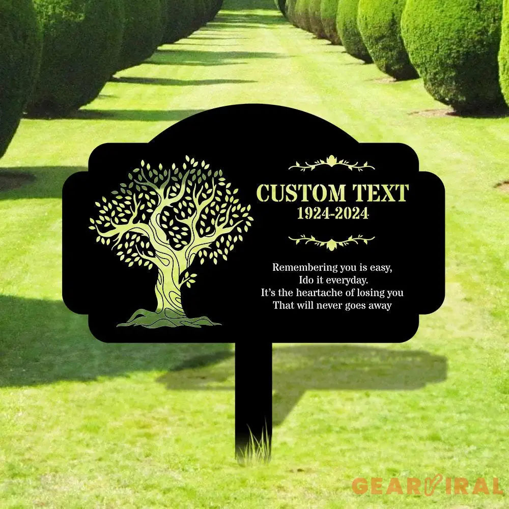 Life Tree Stake Remembering Plaque with Stake Personalized Metal Garden Marker Memorial Metal Sign Sympathy Gift Grave