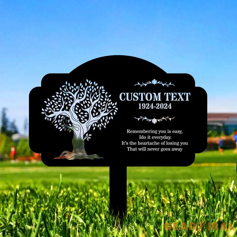 Life Tree Stake Remembering Plaque with Stake Personalized Metal Garden Marker Memorial Metal Sign Sympathy Gift Grave