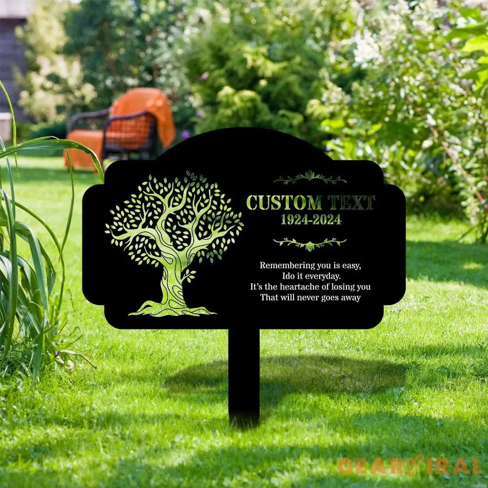 Life Tree Stake Remembering Plaque with Stake Personalized Metal Garden Marker Memorial Metal Sign Sympathy Gift Grave