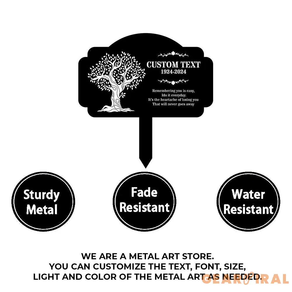 Life Tree Stake Remembering Plaque with Stake Personalized Metal Garden Marker Memorial Metal Sign Sympathy Gift Grave