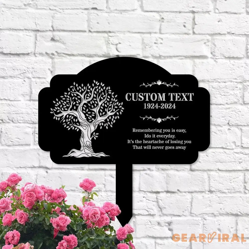Life Tree Stake Remembering Plaque with Stake Personalized Metal Garden Marker Memorial Metal Sign Sympathy Gift Grave