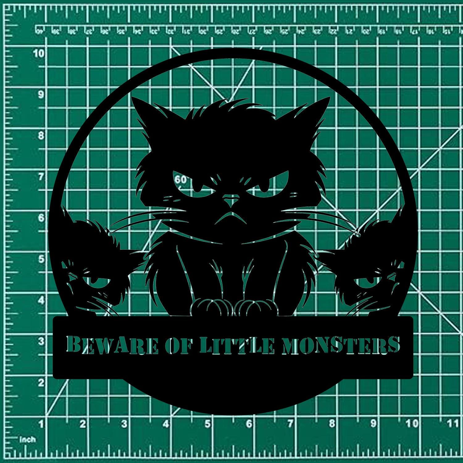 Little Monster Metal LED Sign, Personalized Family Led Sign, Outdoor Door Sign, Personalized Cat Wall Art, Gift for Housewarming, Cat Lover