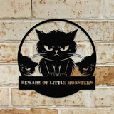 Little Monster Metal LED Sign, Personalized Family Led Sign, Outdoor Door Sign, Personalized Cat Wall Art, Gift for Housewarming, Cat Lover