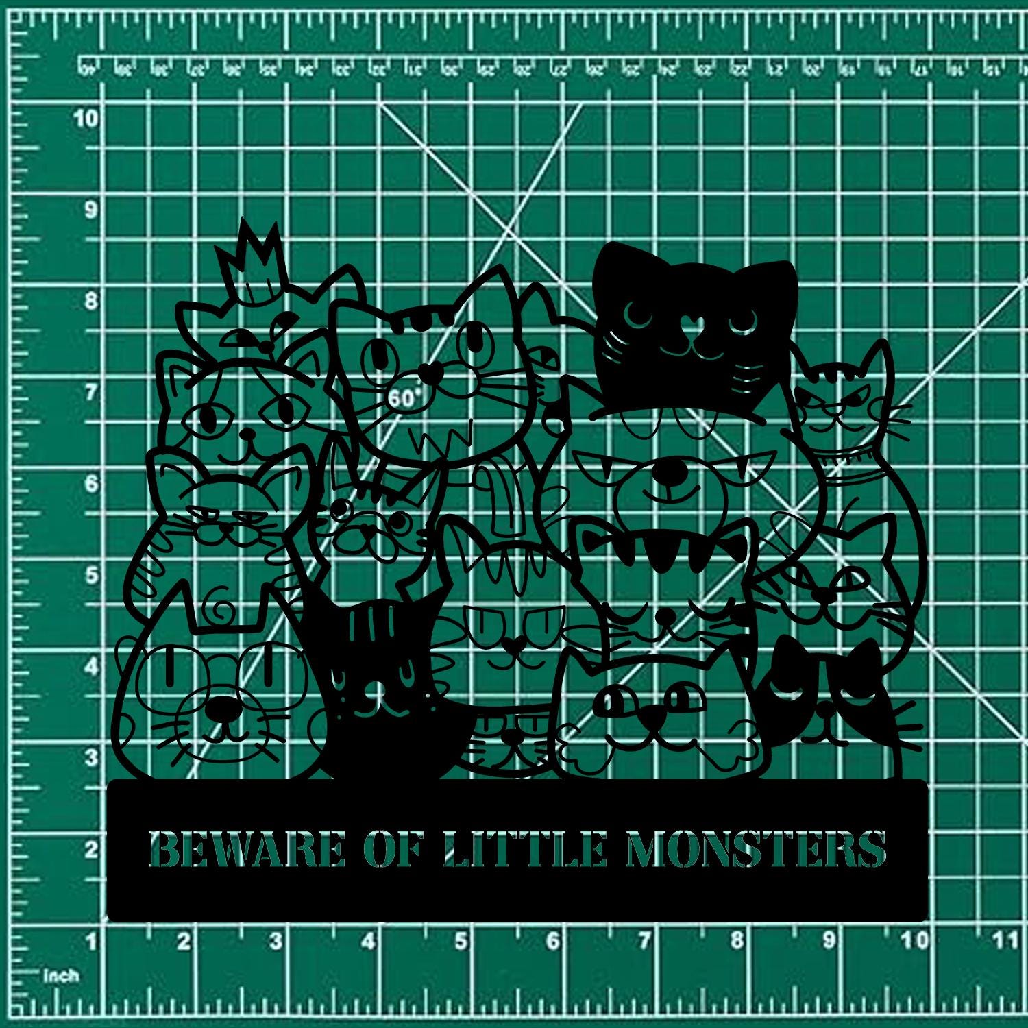 Little Monster Metal LED Sign, Personalized Family Led Sign, Outdoor Door Sign, Personalized Cat Wall Art, Gift for Housewarming, Cat Lover