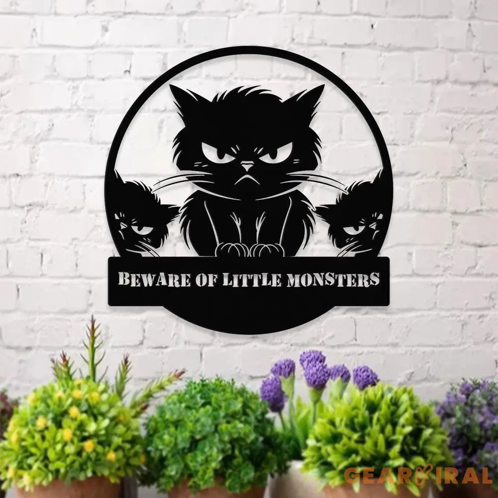 Little Monster Metal LED Sign Personalized Family Led Sign Outdoor Door Sign Personalized Cat Wall Art Gift for