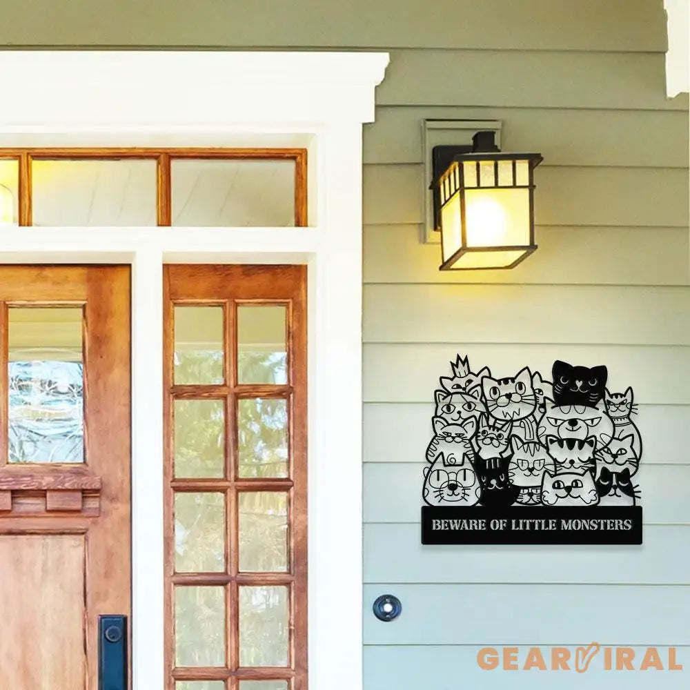 Little Monster Metal LED Sign Personalized Family Led Sign Outdoor Door Sign Personalized Cat Wall Art Gift for