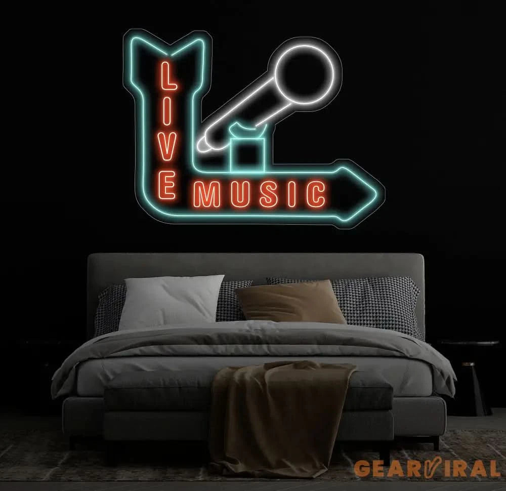 LIVE MUSIC LED Neon Sign Personalized Neon Light Up Sign Bar Nightclub Music Studio Wall Decor Living Room Decoration