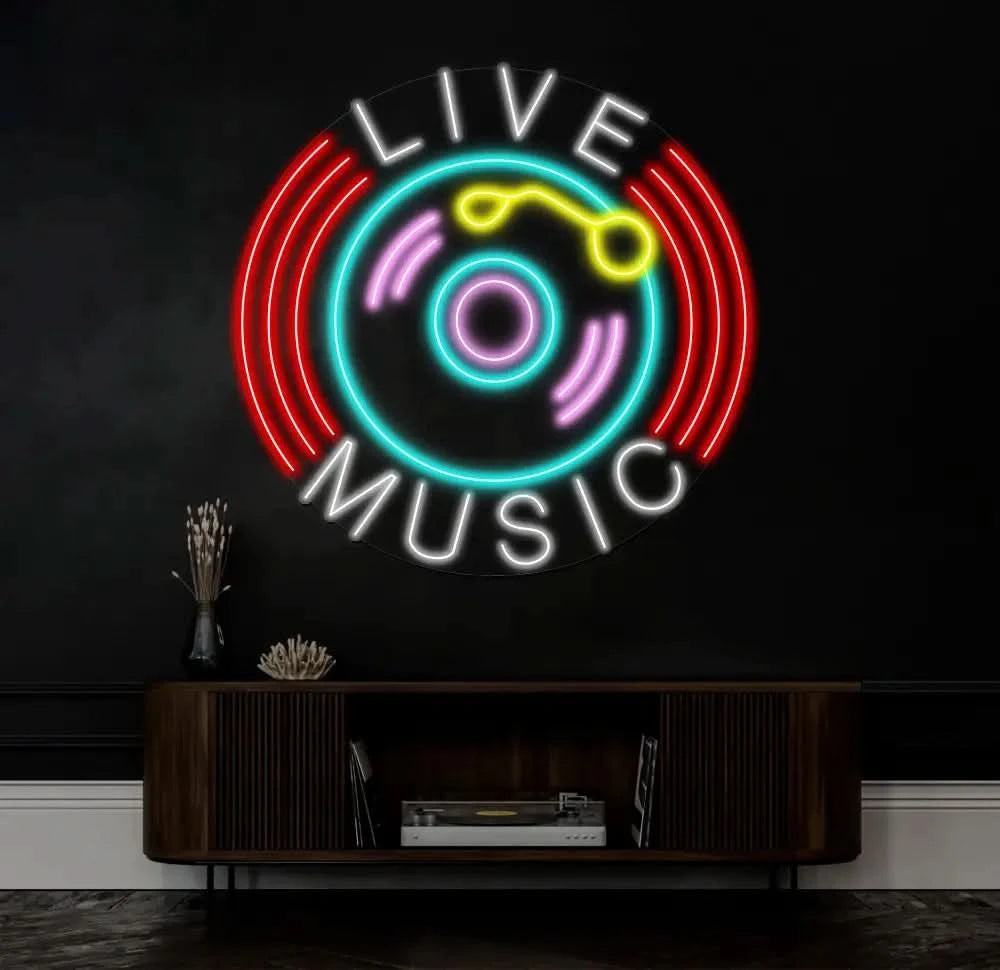 LIVE MUSIC LED Neon Sign Personalized Neon Light Up Sign Bar Nightclub Music Studio Wall Decor Living Room Decoration