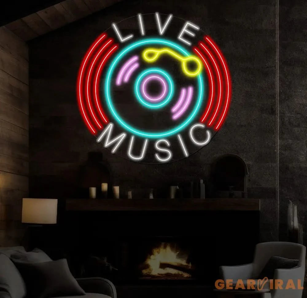 LIVE MUSIC LED Neon Sign Personalized Neon Light Up Sign Bar Nightclub Music Studio Wall Decor Living Room Decoration