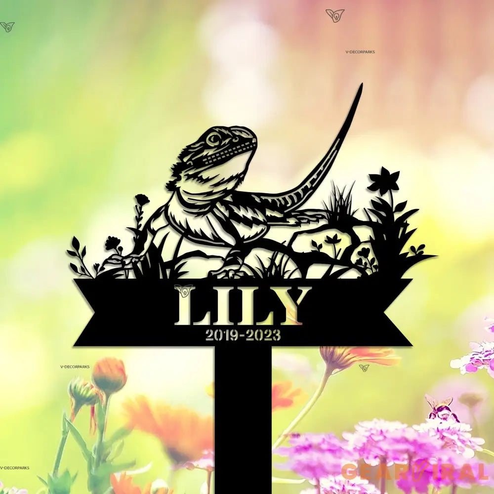 Lizard Pet Loss Memorial - Sympathy Sign - Custom Bearded Dragon Memorial Stake - Garden Decor | GearViral