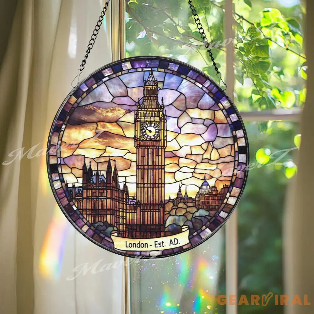 London Big Ben Stained Glass Suncatcher Iconic UK Landmark Window Hanging British Architecture Glass Art Travel Gift