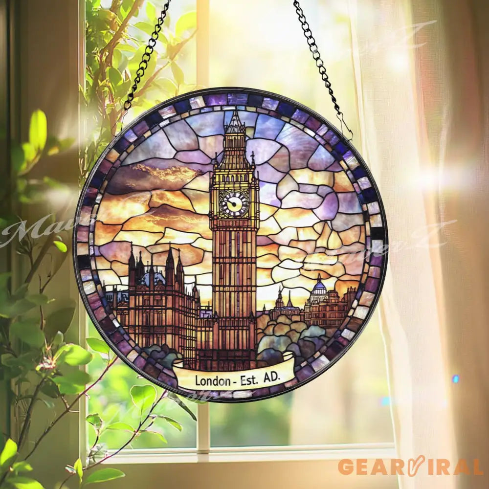 London Big Ben Stained Glass Suncatcher Iconic UK Landmark Window Hanging British Architecture Glass Art Travel Gift