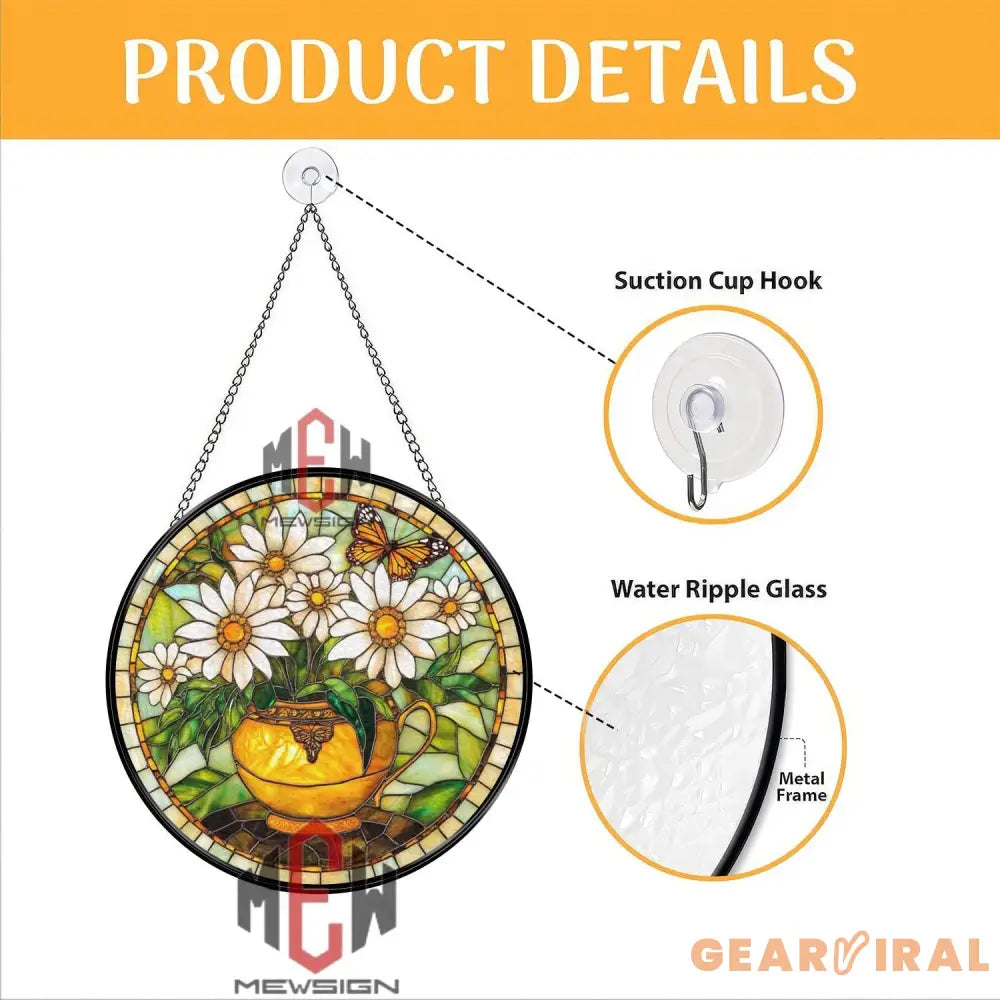 Lotus Flower Stained Glass Suncatcher with Dragonfly Round Window Hanging Panel Zen Nature Decor Asian Inspired Gift