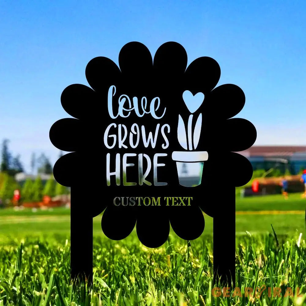 Love Grows Here Garden Sign Metal Stake Personalized Name Yard Sign Outdoor Door Garden Decor Metal Sign Garden Lovers