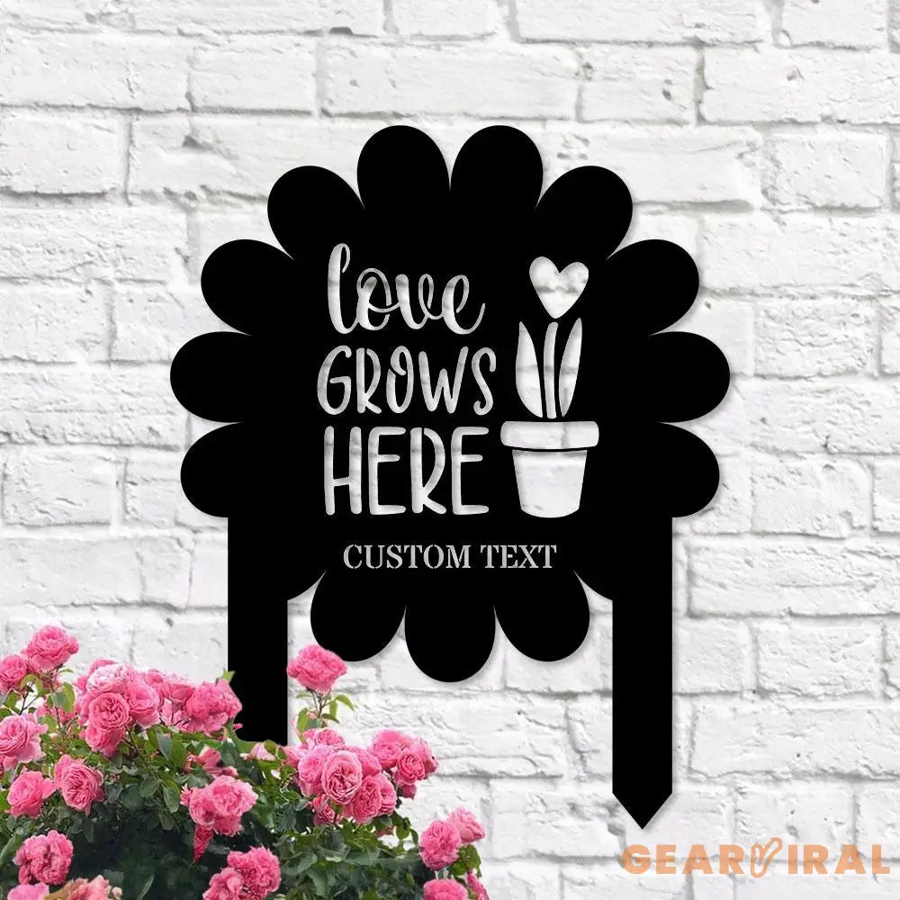 Love Grows Here Garden Sign Metal Stake Personalized Name Yard Sign Outdoor Door Garden Decor Metal Sign Garden Lovers
