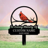Loving Memories Cardinal Stake Metal Sign, Memorial Plaque, Buffterfly Grave Marker, Personalized Garden Sign,  Remembrance Stake, Sympathy