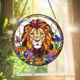 Majestic Lion Stained Glass Suncatcher Vibrant Jungle King Window Decor Regal Wildlife Art Gift for Animal Lovers and