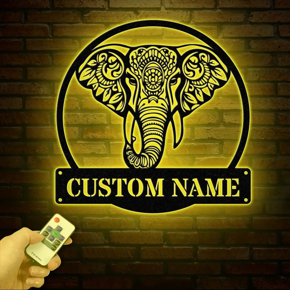Mandala Elephant Metal Wall Art with Led Lights Metal Wall Decor Wall Decor Wall Hangings Home Metal Decor Animal Wall