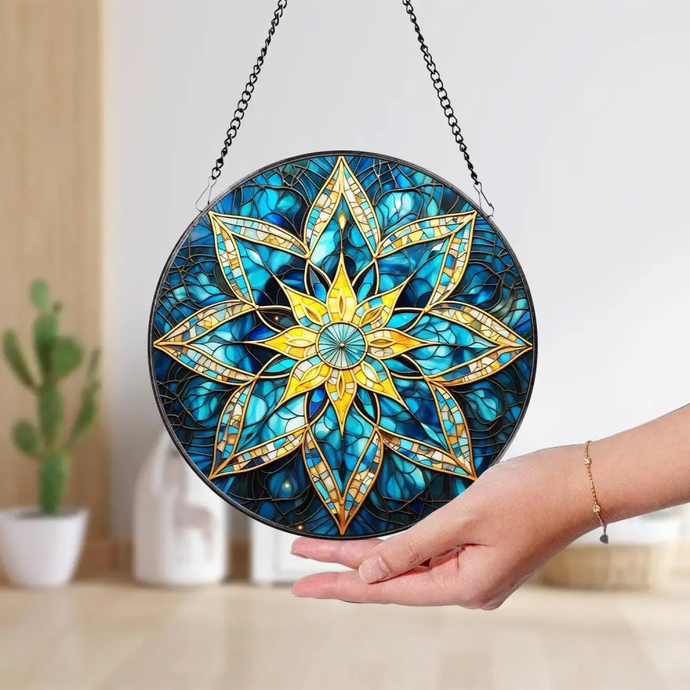 Mandala Stained Glass Art Mandala Faux Glass Suncatcher Birthday Gift Mother’s Day Gift Mandala Window Hanging Ornament