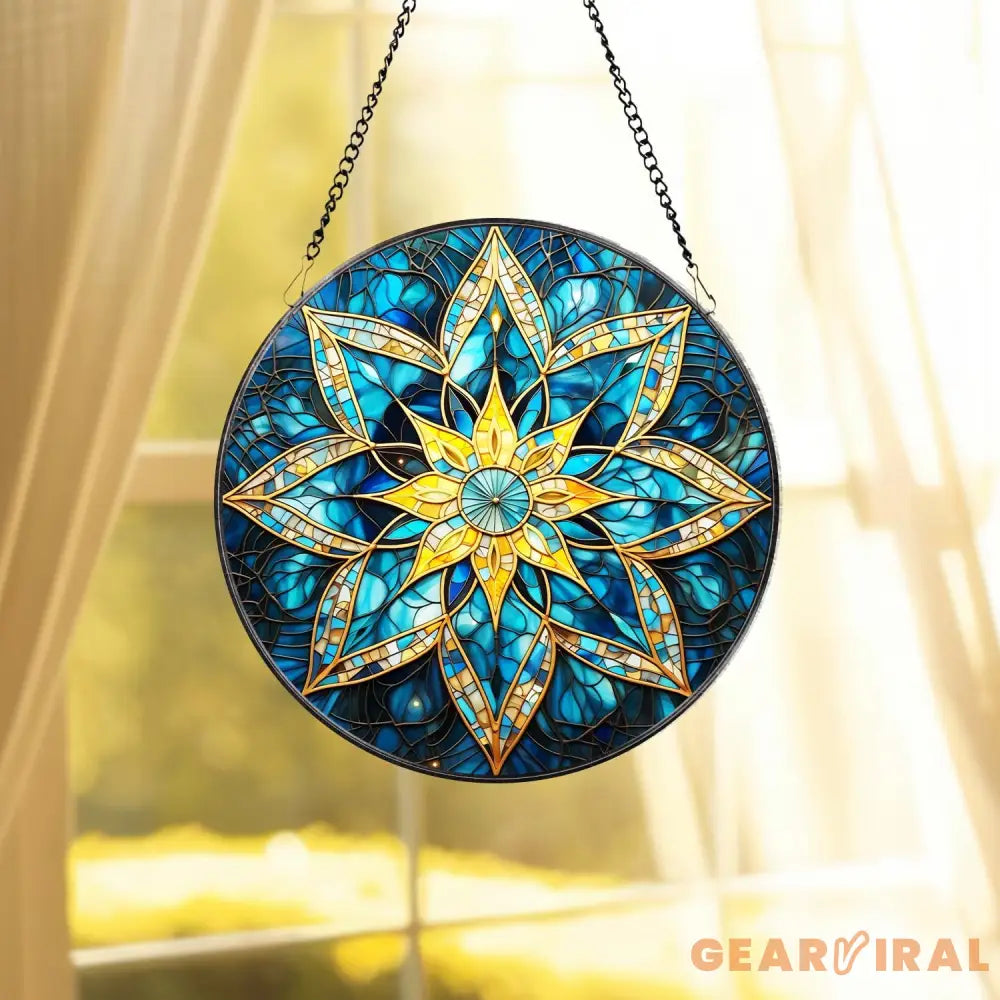 Mandala Stained Glass Art Mandala Faux Glass Suncatcher Birthday Gift Mother’s Day Gift Mandala Window Hanging Ornament