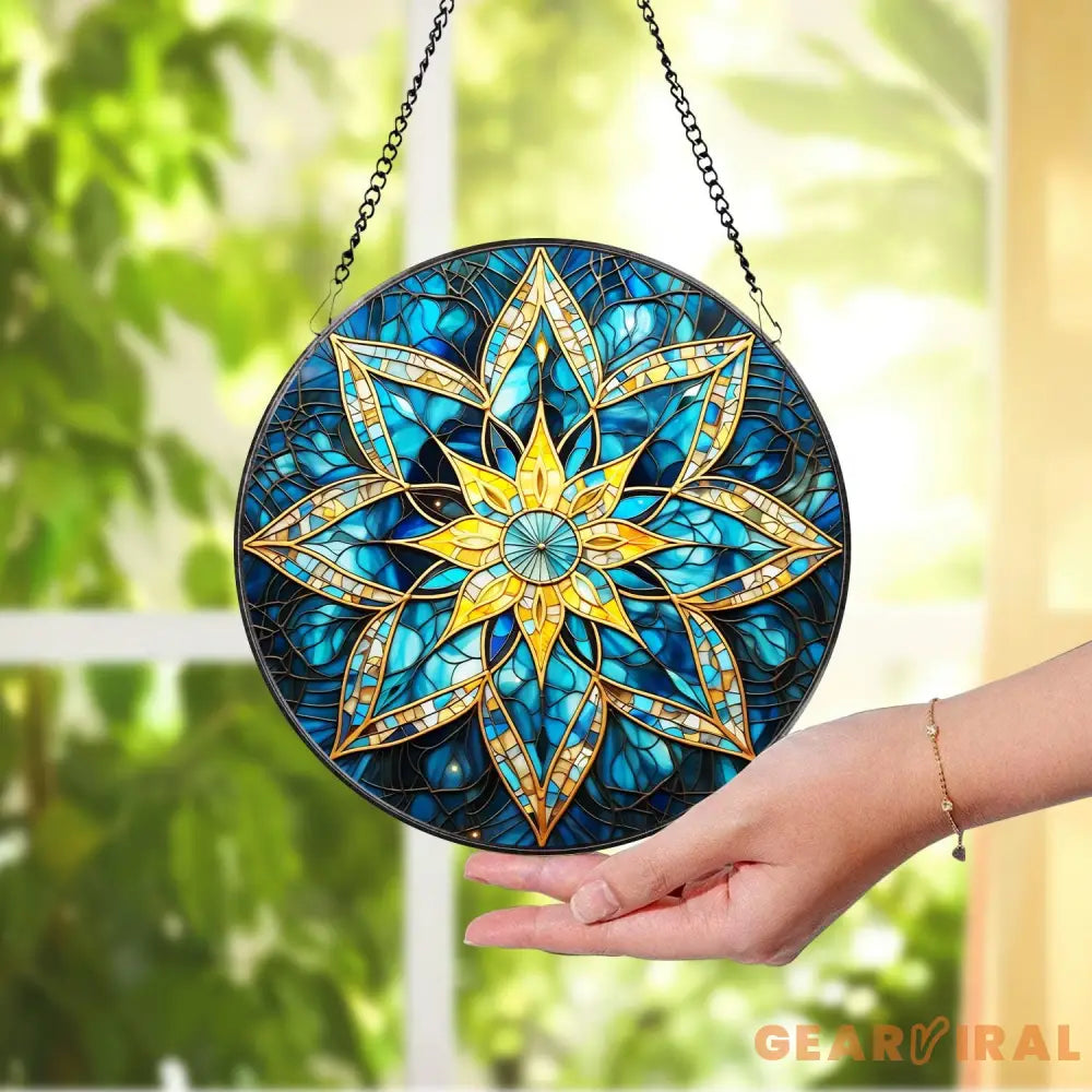 Mandala Stained Glass Art Mandala Faux Glass Suncatcher Birthday Gift Mother’s Day Gift Mandala Window Hanging Ornament