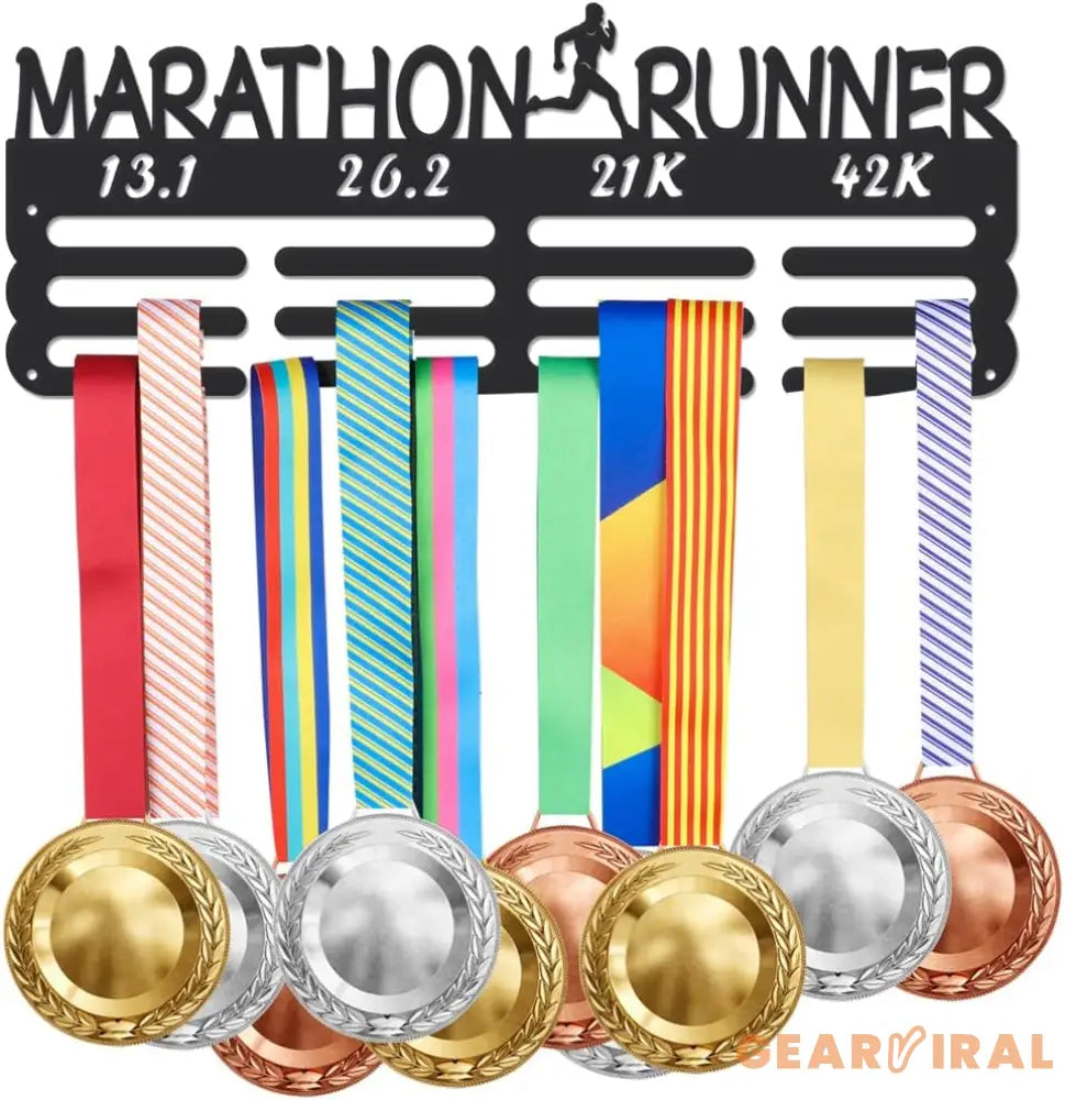 Marathon Girl Medal Display Rack Sports Events Medal Display Holder with 12 Lines Sturdy Steel Award Display Holders