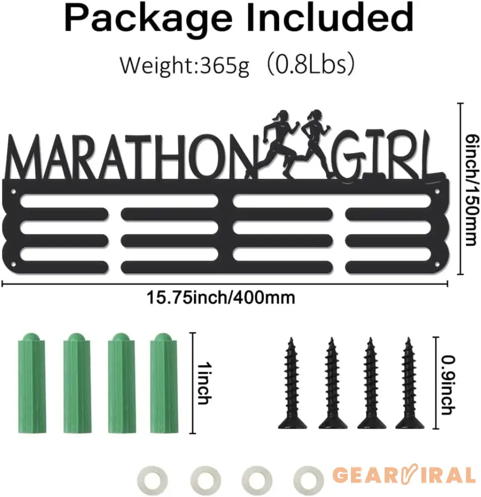 Marathon Girl Medal Display Rack Sports Events Medal Display Holder with 12 Lines Sturdy Steel Award Display Holders
