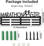 Marathon Girl Medal Display Rack Sports Events Medal Display Holder with 12 Lines Sturdy Steel Award Display Holders Wall Mounted Medal Display Racks for Ribbon Lanyard | GearViral