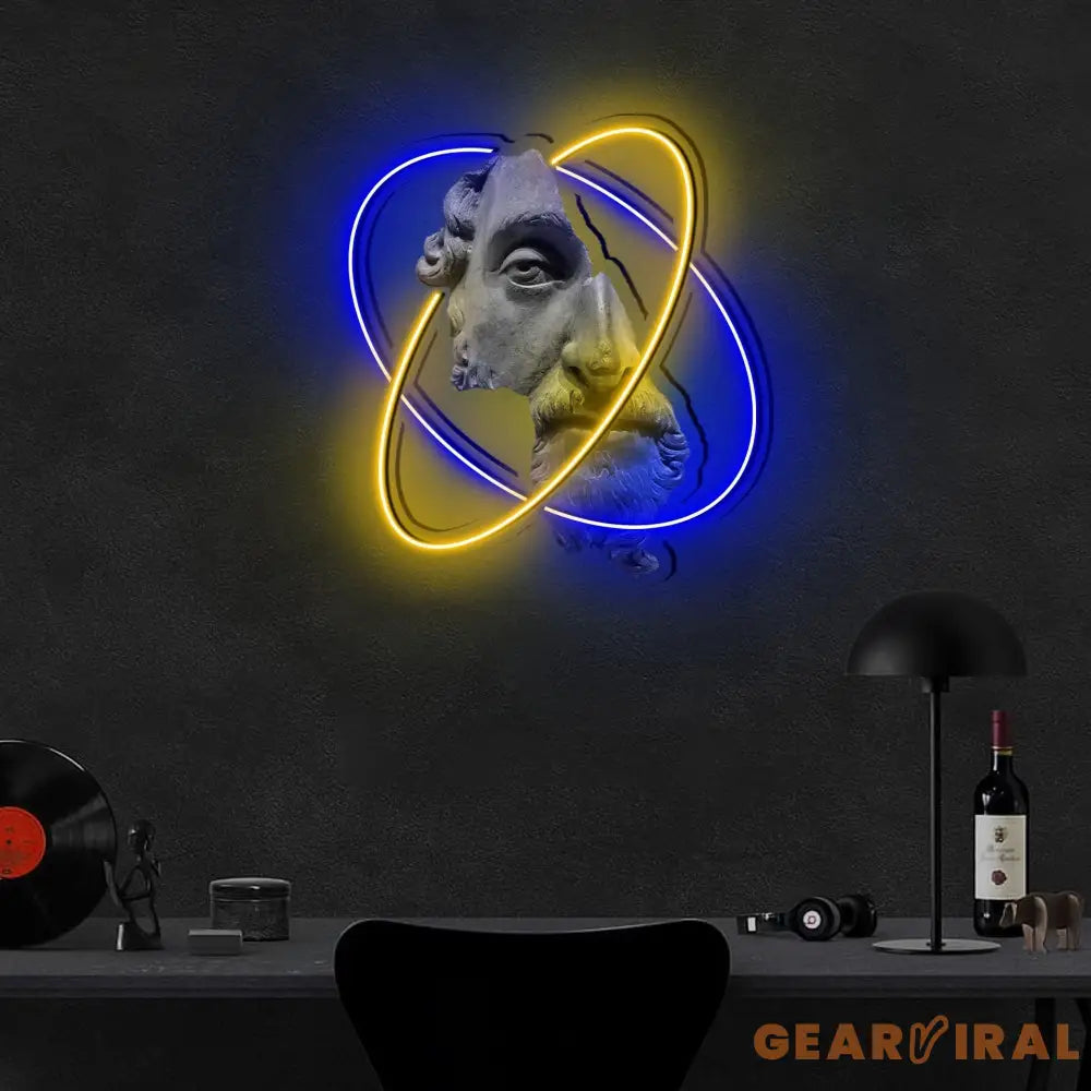 Marcus Aurelius Half Face Neon x Acrylic Artwork